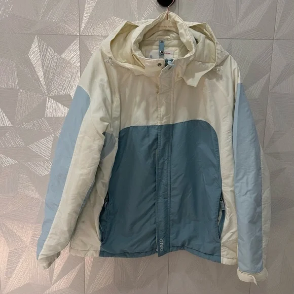 Aero Coat Size Large Hooded Womens Blue Nylon Full Zip Pockets Ski Jacket - Picture 1 of 11